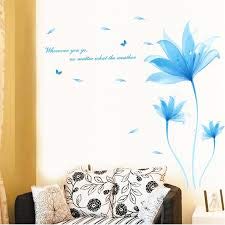 SYGA Blue Flowers Pattern Wall Stickers for Bedroom Wall Home Decoration