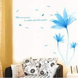 SYGA Blue Flowers Pattern Wall Stickers for Bedroom Wall Home Decoration