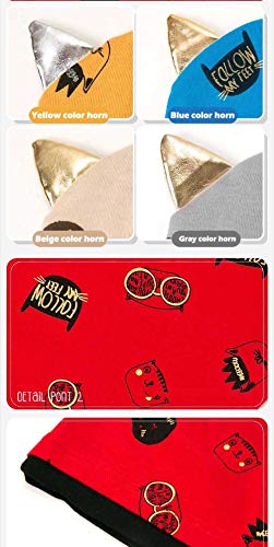 SYGA New Born Baby Knitted Printed Hat with Triangle Scarf,Fetal Hat Newborn Cap Sleeping Cap