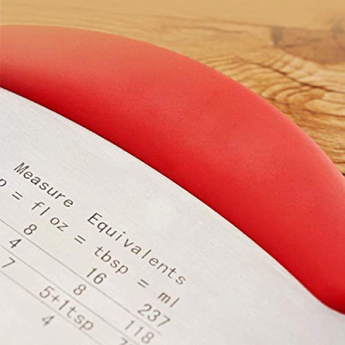 SYGA Cake Smoother with Scale Cutting Knife Utility Flour Scraping Baking Tool (Red)