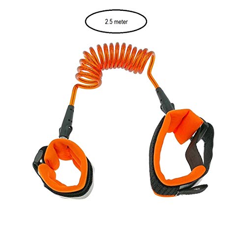 SYGA 2.5 Meter Anti Lost Safety Wrist Bracelet for Baby Child,with Extra Long Harness Strap Walking Hand Belt(Orange)