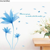 SYGA Blue Flowers Pattern Wall Stickers for Bedroom Wall Home Decoration