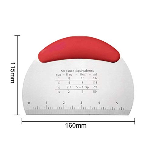 SYGA Cake Smoother with Scale Cutting Knife Utility Flour Scraping Baking Tool (Red)