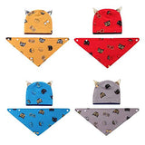 SYGA New Born Baby Knitted Printed Hat with Triangle Scarf,Fetal Hat Newborn Cap Sleeping Cap