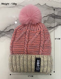 SYGA Winter Woolen Cap for Kids with Faux Fur Bobble Pom Pom and Braided Lining, Suitable for 5-13 Years