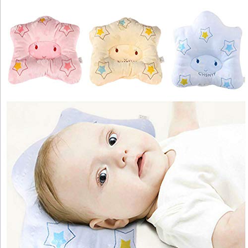SYGA Baby Pillow Flat Head Breathable positioner Support pad Prevent Pillow for Sleeping 0-12 Months Yellow