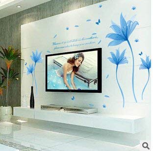 SYGA Blue Flowers Pattern Wall Stickers for Bedroom Wall Home Decoration