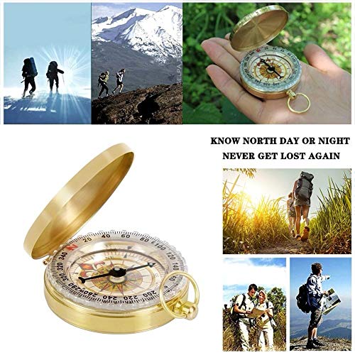 SYGA Flip Compass Outdoor Multi-Function Metal Compass with Luminous Pocket Watch