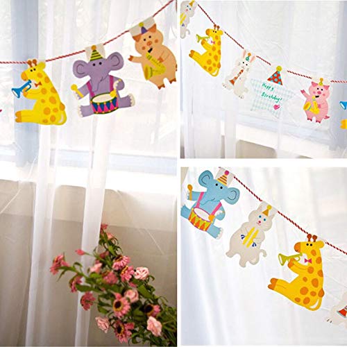 SYGA Cartoon Animal Birthday Decor Banner Kids Animal Big Happy Family for Baby Shower Party and Birthday Party Banner