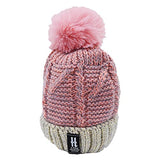 SYGA Winter Woolen Cap for Kids with Faux Fur Bobble Pom Pom and Braided Lining, Suitable for 5-13 Years