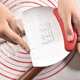 SYGA Cake Smoother with Scale Cutting Knife Utility Flour Scraping Baking Tool (Red)