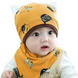 SYGA New Born Baby Knitted Printed Hat with Triangle Scarf,Fetal Hat Newborn Cap Sleeping Cap