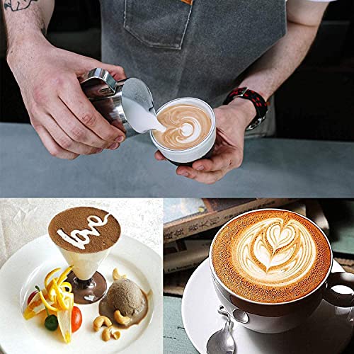 SYGA Milk Frother Jug Stainless Steel Milk Frothing Pitcher Coffee Cappuccino Latte Art Frothing Pitcher Barista Milk Jug Measuring Cup with Scale- Silver, 600ml