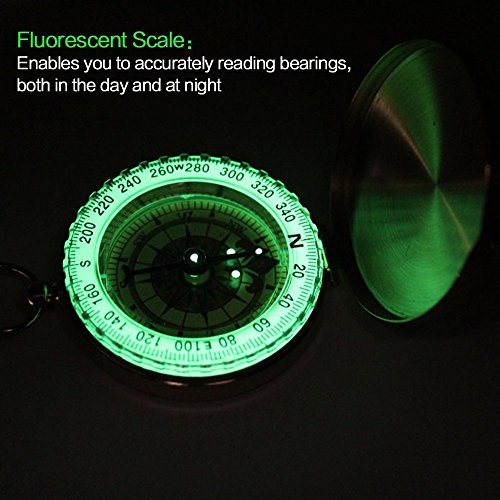 SYGA Flip Compass Outdoor Multi-Function Metal Compass with Luminous Pocket Watch