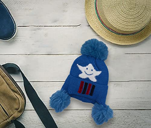 SYGA Baby Hats for Spring Winter, Woolen Pom Pom Plain Printed Caps for Kids Babies for 1-3 Years