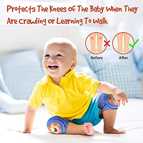 SYGA Baby Knee Pads for Crawling, Knee Safety Protector, Stretchable Anti-Slip Padded Elastic Soft Cotton Breathable Comfortable Knee Cap for Kids-Blue Assorted Colour