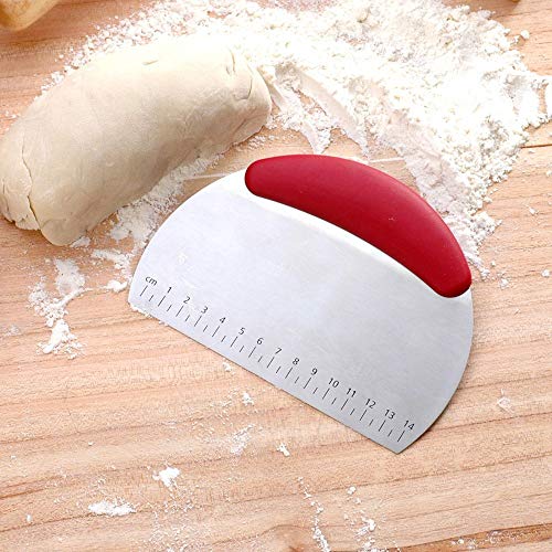 SYGA Cake Smoother with Scale Cutting Knife Utility Flour Scraping Baking Tool (Red)