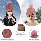 SYGA Winter Woolen Cap for Kids with Faux Fur Bobble Pom Pom and Braided Lining, Suitable for 5-13 Years