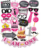 SYGA First Birthday Photo Booth Props with Banner-27Pcs (Pink Color) for 1st Bday Theme Supplies Baby Kids Combo Decorations Items/Cake Smash/High Chair, Babies Room Decor