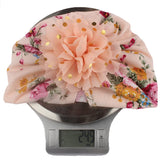 SYGA Baby Turban Hat, Toddler Beanie Cap Infant Hat 0-4 Year Cotton Floral Hat Headwear Cap Hat Accessories Unisex with Big Bow Soft Cute Knot Newborn Hospital Hat Floral