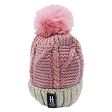 SYGA Winter Woolen Cap for Kids with Faux Fur Bobble Pom Pom and Braided Lining, Suitable for 5-13 Years