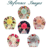 SYGA Baby Turban Hat, Toddler Beanie Cap Infant Hat 0-4 Year Cotton Floral Hat Headwear Cap Hat Accessories Unisex with Big Bow Soft Cute Knot Newborn Hospital Hat Floral