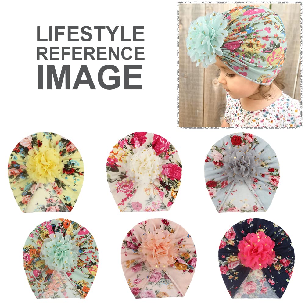 SYGA Baby Turban Hat, Toddler Beanie Cap Infant Hat 0-4 Year Cotton Floral Hat Headwear Cap Hat Accessories Unisex with Big Bow Soft Cute Knot Newborn Hospital Hat Floral