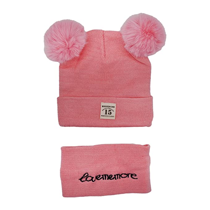 SYGA Baby Knit Hat Scarf Set Toddler Girls Boys Winter Pom Pom Cap Neck Warmer