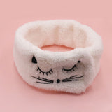 Korean cute embroidered cat hair band adjustable Velcro wide-brimmed hair band washing face makeup selling cute hair band female
