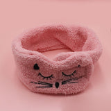 Korean cute embroidered cat hair band adjustable Velcro wide-brimmed hair band washing face makeup selling cute hair band female