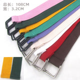 Fashion Hot Sale Square Double Ring Buckle Canvas Women's Belt For Kids Universal Woven Cloth Belt