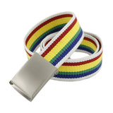 New flip canvas belt student outdoor trendy striped belt belt ladies rainbow color belt spot