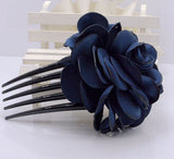 The new Korean high-end fabric burning iron edge flower hair comb five-tooth insert comb boutique hair accessories camellia plate hair fork