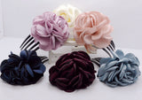 The new Korean high-end fabric burning iron edge flower hair comb five-tooth insert comb boutique hair accessories camellia plate hair fork