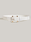 Girl's white pp straw woven buckle beach outer tower pp grass belt
