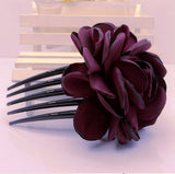 The new Korean high-end fabric burning iron edge flower hair comb five-tooth insert comb boutique hair accessories camellia plate hair fork