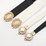 Korean version of spring, summer and autumn new creative ladies pearl buckle elastic elastic all-match belt decoration dress belt