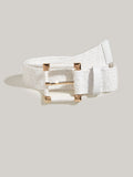Girl's white pp straw woven buckle beach outer tower pp grass belt