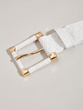 Girl's white pp straw woven buckle beach outer tower pp grass belt