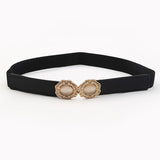 Korean version of spring, summer and autumn new creative ladies pearl buckle elastic elastic all-match belt decoration dress belt