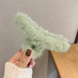 2022 autumn and winter new plush bowknot tassel hair clip back head grab clip female hair clip shark clip wholesale