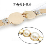 European and American style retro pearl buckle thin belt ladies dress elastic elastic belt hook wear narrow girdle