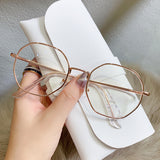 New Blu-ray flat mirror Korean version trendy metal glasses frame literary retro polygonal flat glasses