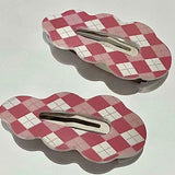 Strawberry Rhombus ~ Retro Sweet Girl Showa Genki Plaid Cloud Press Clip BB Clip Girl Cute Seamless Edge Clip
