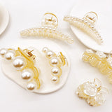 Small fragrant wind pearl hairpin women's back of the head dish hair catch clip sweet large shark clip hairpin high-end headwear