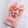 Polka dot flower/lace bow
