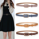 Pigskin retro small belt women's black all-match fashion with skirt jeans belt thin ins wind belt ladies