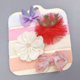 Cross-border Amazon children's hair accessories handmade DIY bow headband spring and summer 4-piece nylon baby headband set