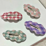 Strawberry Rhombus ~ Retro Sweet Girl Showa Genki Plaid Cloud Press Clip BB Clip Girl Cute Seamless Edge Clip