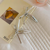 Silver leather bow hairpin female sweet cool bangs clip 2023 net red new hairpin temperament bb clip headdress